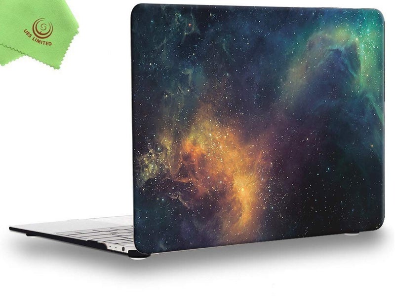 UESWILL Retina 12-inch Galaxy Pattern Hard Shell Case Cover Compatible with MacBook 12 inch (Model: A1534) + Microfibre Cleaning Cloth, Nebula/Green - Image 1